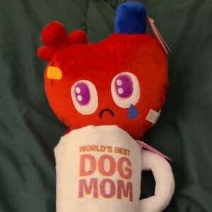 Heartfelt Dog Mom Plush Toy - Red, Blue, and White